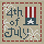 Counted Petit point Pattern - Miniature 4th July Pillow - 32ct - Click Image to Close